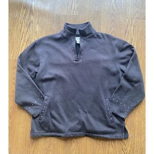 Cozy Black Studded Quarter Zip Sweatshirt Size XL